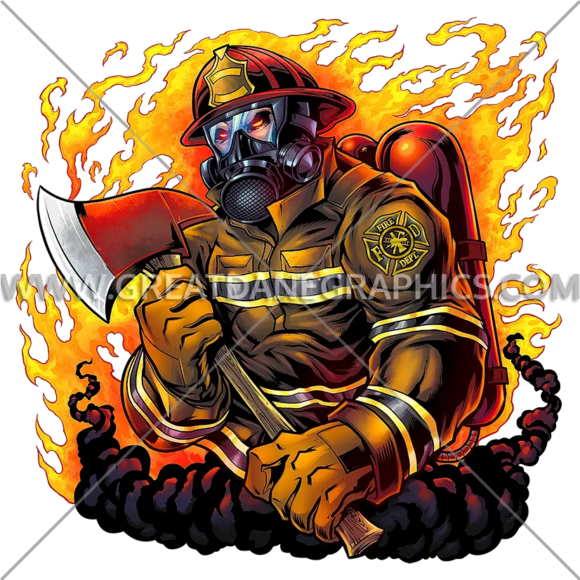  Firefighter Holding Axe Production Ready Artwork For T Firefighter Design Png Axe Transparent Background