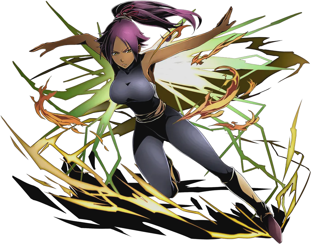  1girl Armpits Bareshoulders Bleach Bodysuit Breasts Yoruichi Shihouin Png Bleach Transparent Background