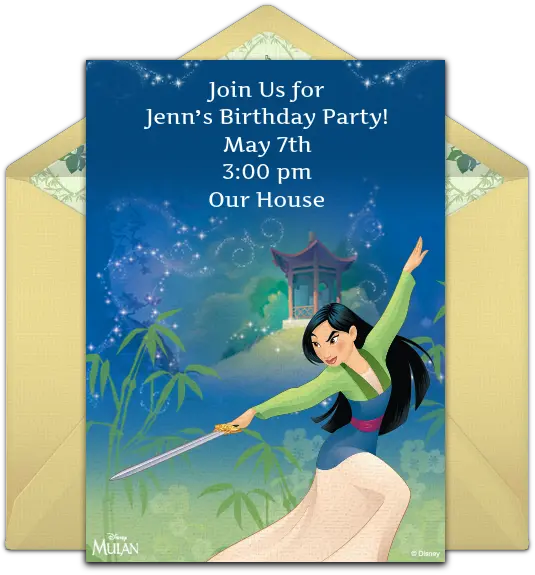  Free Mulan Online Invitation Punchbowlcom Mulan Invitation Cards Png Mulan Png