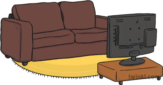  Sofa And Tv Couch Television Home Ks1 Illustration Twinkl Couch And Tv Illustration Png Tv Transparent Png