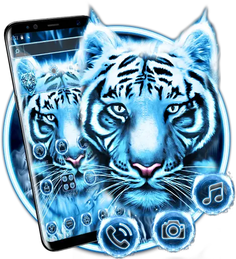  Blue White Flaming Cool Tiger Theme Apk 114 Download Apk Portable Communications Device Png Flaming Star.png Icon