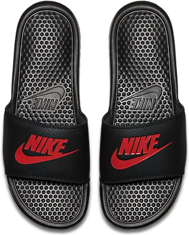  Nike Benassi Just Do It Black And Red Nike Slides Png Nike Just Do It Logo