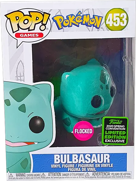  Pokemon Bulbasaur Flocked Eccc 2020 Exclusive Pop Vinyl Figure Funko Bulbasaur Flocked Png Bulbasaur Png