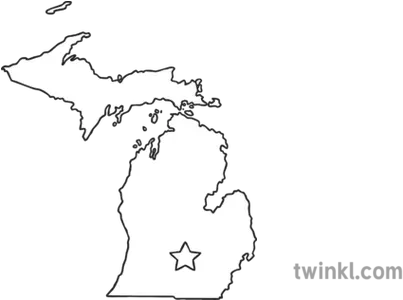  Usa State Map Lansing Capital Ks1 White Map Of Michigan Png Michigan Outline Png