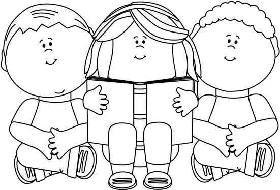  Clip Art Black And White Kids Reading Children Reading Clipart Black And White Png Books Clipart Transparent