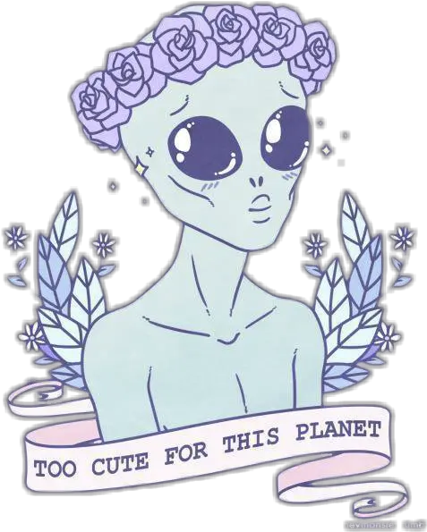  Alien Cute Tumblr Flowers Sticker By Paulina Dere Too Cute For This Planet Png Transparent Flower Drawing Tumblr