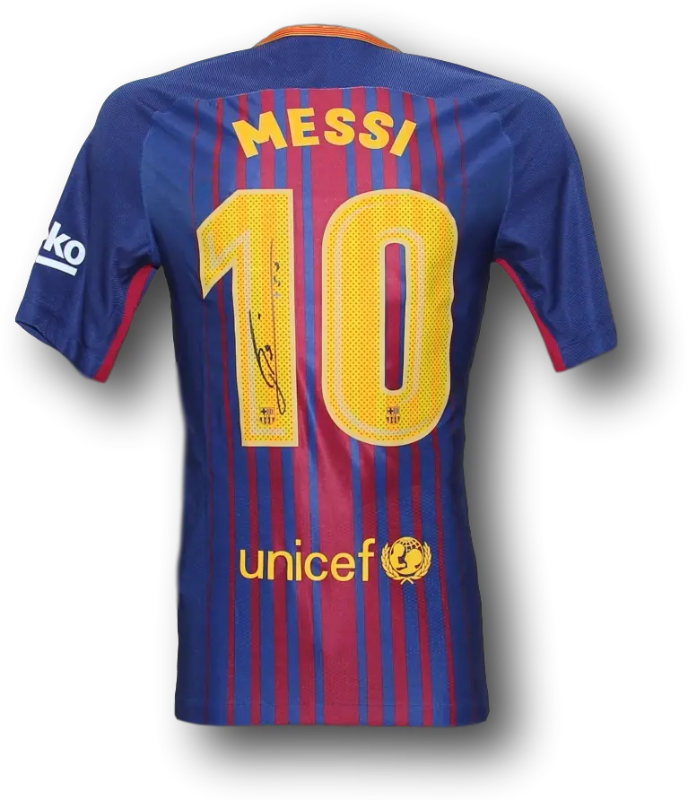  Lionel Messi Signed Barcelona Jersey Barcelona Png Messi Transparent