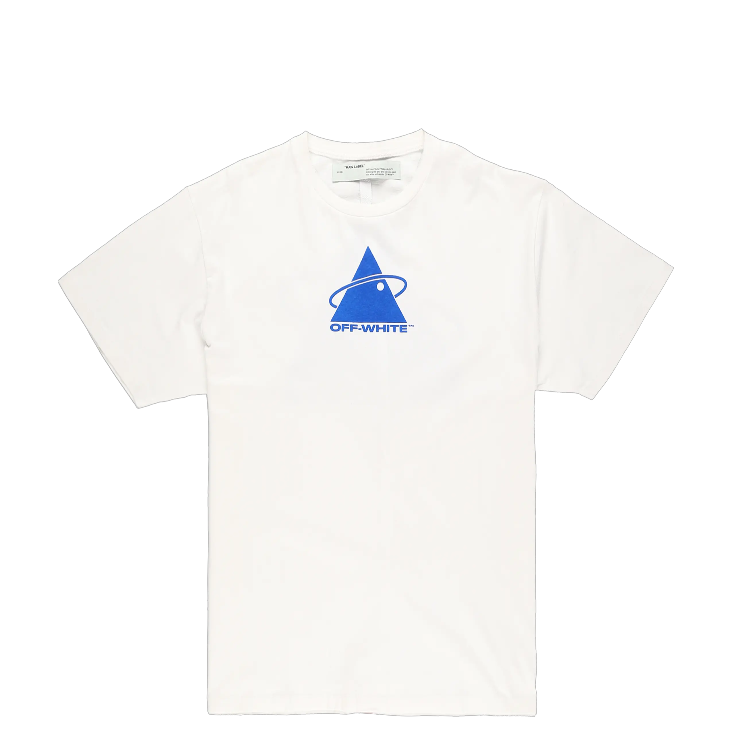  Off White Triangle Planet Tshirt Flat Lay White Shirt Png Off White Logo Png