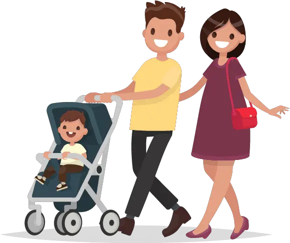  People With Children Parent And Child Walking Clipart Mom Pushing Stroller Clipart Png Parent Png