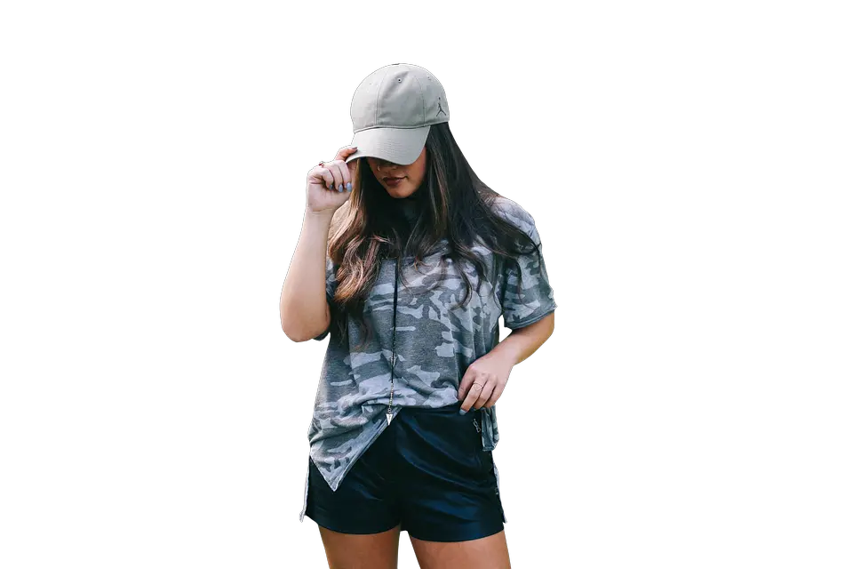  Funky Hat Cute Hot Sexy Beautiful Camo Shirt With Jean Shorts Outfit Png Hot Girl Png