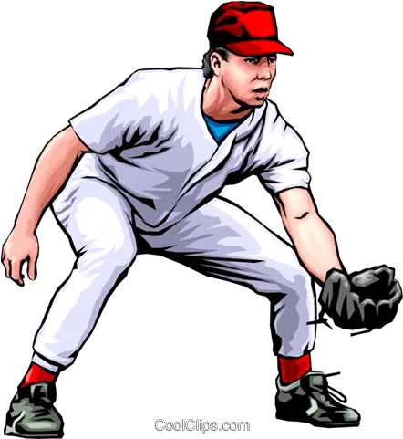  Baseball Player Fielding The Ball Royalty Free Vector Clip Baseball Clip Art Png Baseball Player Png