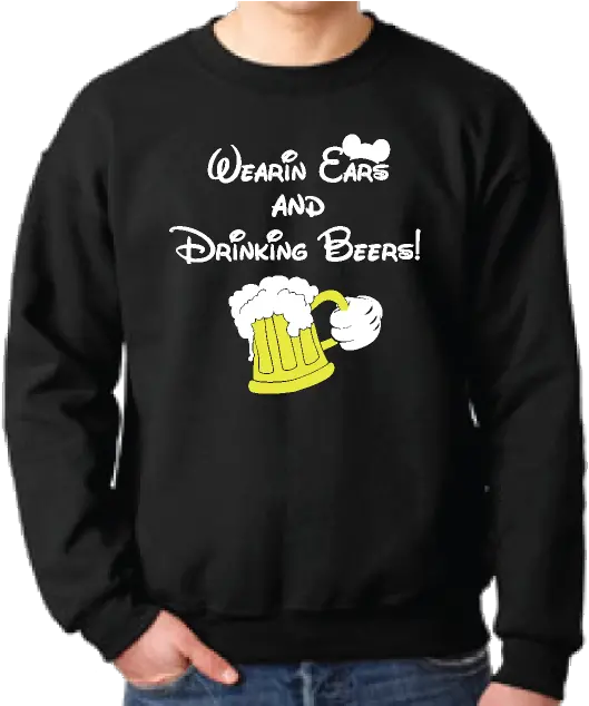  Download Wearing Ears And Drinking Beers Mickey Mouse Hand Disney Beer Shirt Png Mouse Hand Png