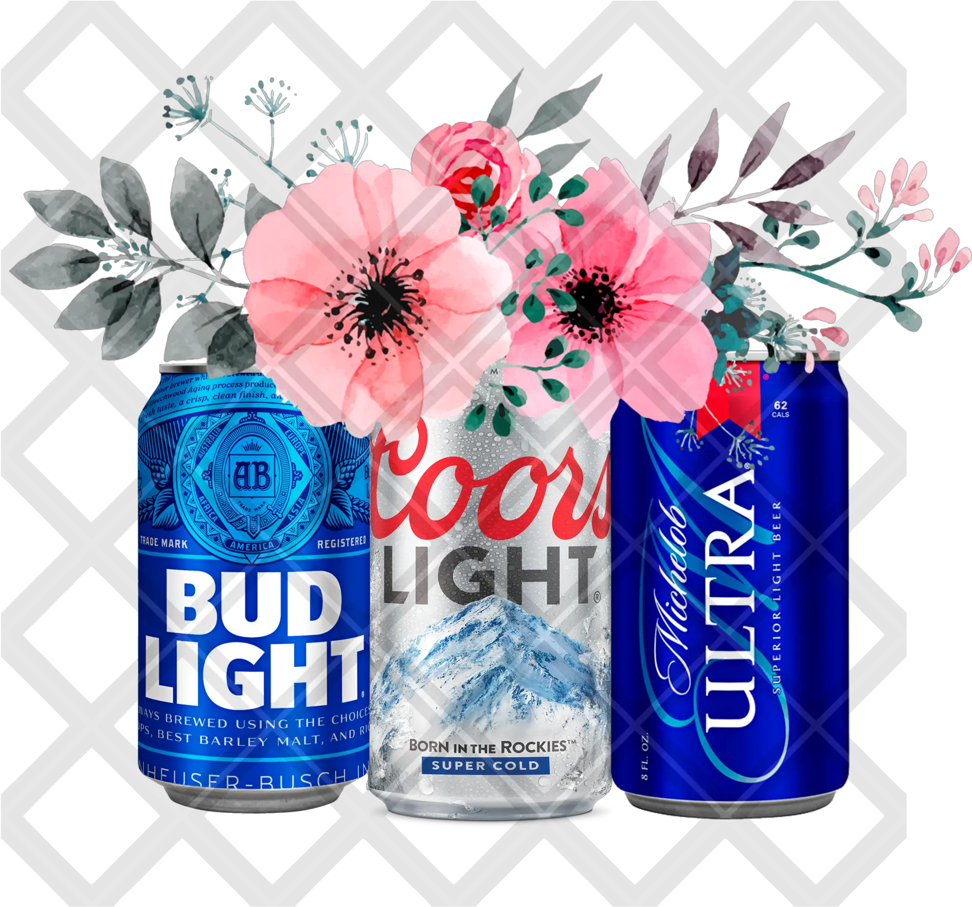  Beer Flower Blue Bottle Ultra Coors Light Bid Digital Download Instand Vector Image Watercolor Flowers Png Bud Light Bottle Png