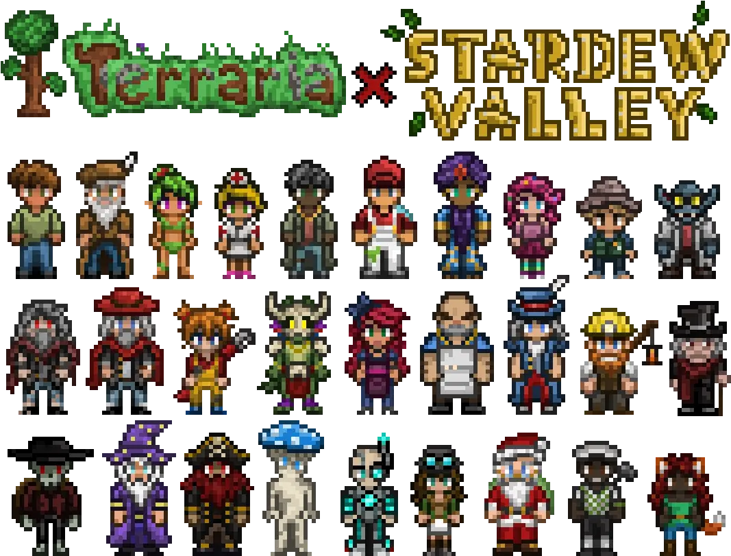  It Took A While But Here They Are Every Single Terraria Npc Terraria And Stardew Valley Png Terraria Logo Png