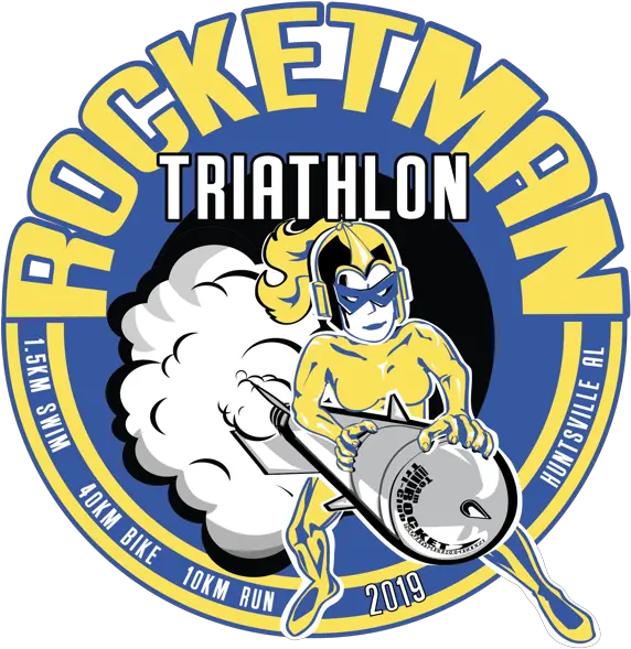  Rocketman Triathlon 2020 Automotive Decal Png Swim Bike Run Logo