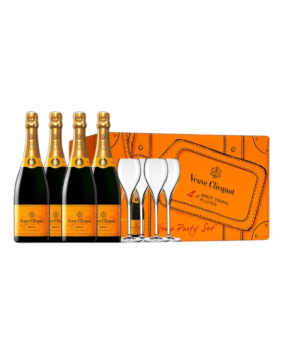  Veuve Clicquot Party Pack Inc 4 Bottles 4 Flutes Guinness Png Wine Bottle Png