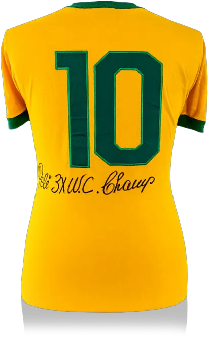  Pele Back Signed Retro Brazil Home Shirt 3x World Cup Champ Special Edition Short Sleeve Png Retro Phone Icon