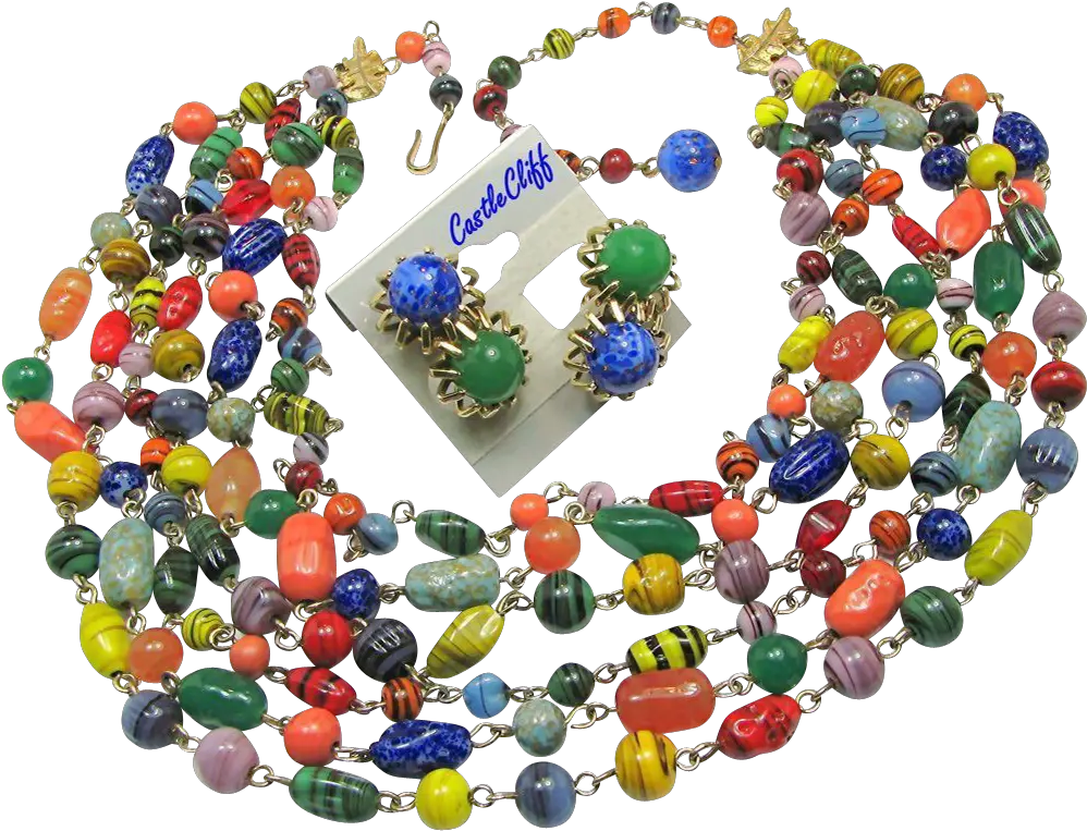  Castlecliffu0027s Awesome Mardi Gras All Glass Set Vintage Bead Png Mardi Gras Beads Png