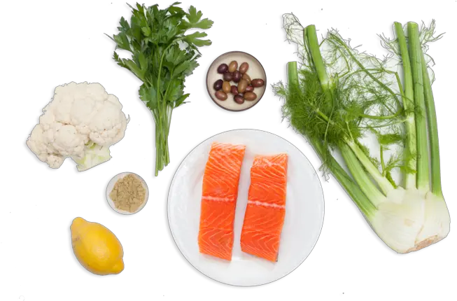  Salmon With Fennel Two Ways U0026 Cauliflower Steak Superfood Png Salmon Transparent