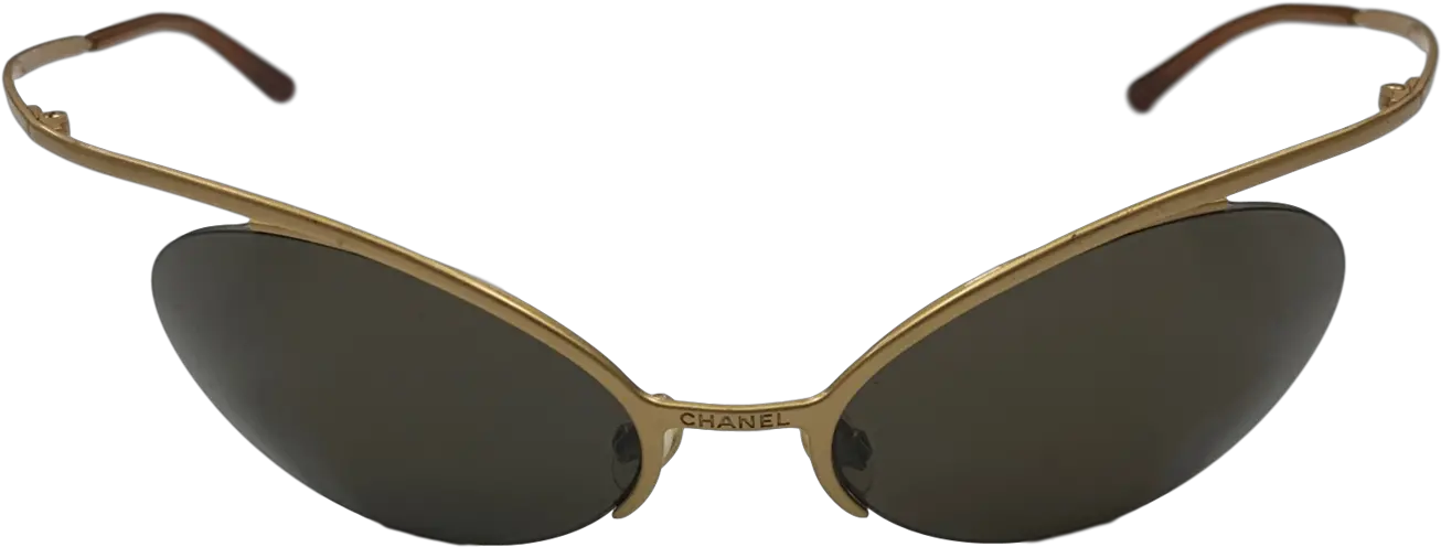  Chanel Logo Exagerated Frame Rimless Shades U2013 Treasures Of Nyc Tan Png Chanel Logo Images