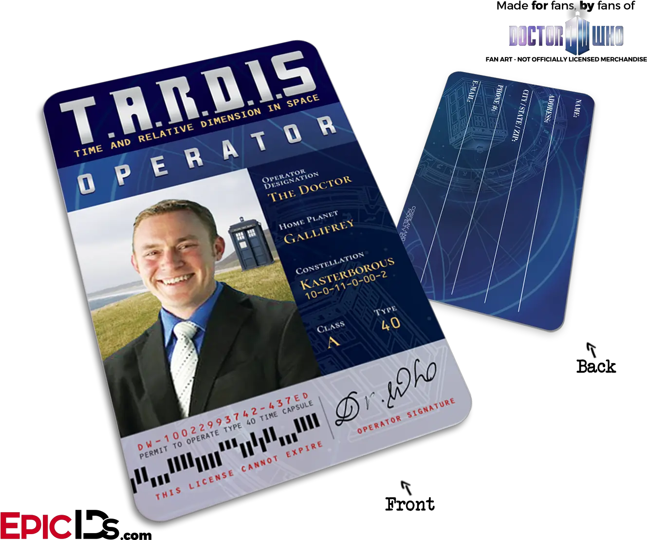  Custom Order Adam Tardis U0027doctor Whou0027 Operator License Bag Tag Photo Personalized Doctor Png Tardis Png