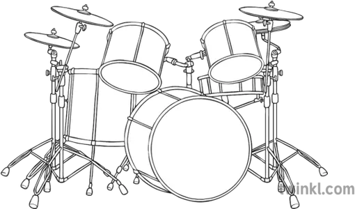  Drum Set Black And White Illustration Twinkl Line Art Png Drum Set Png