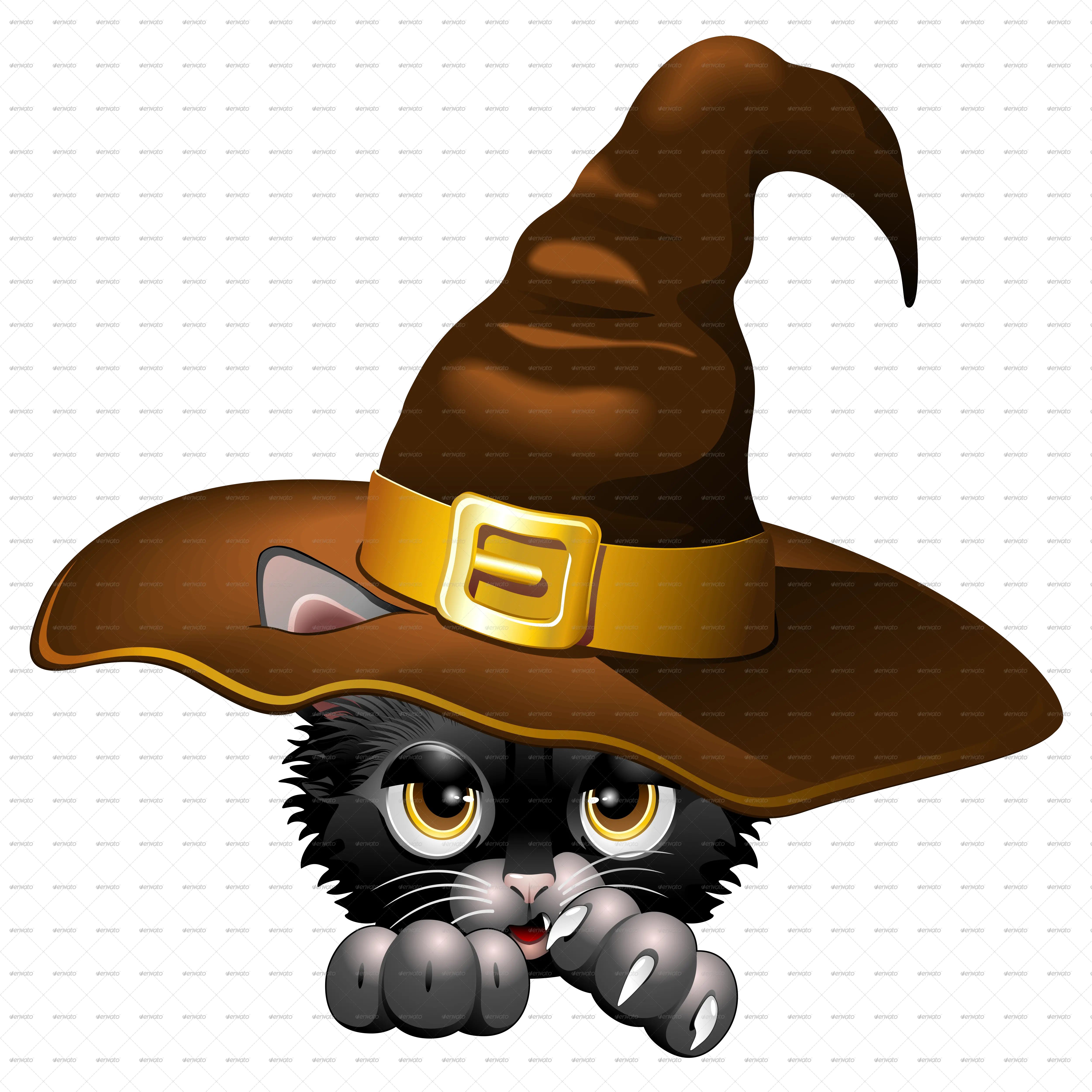  Black Kitten Cartoon With Witch Hat Halloween Witch Hat Clipart Png Witch Hat Transparent