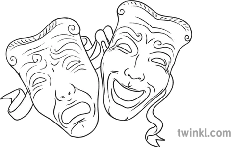  Theatrical Masks Black And White Illustration Twinkl Little Boy Black And White Png Theatre Masks Png