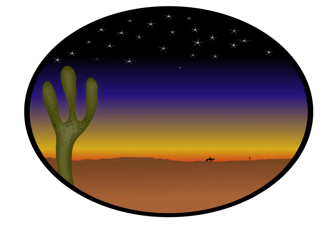  Cactus Country Cowboy Free Vector Graphic On Pixabay Desert Sunset Clip Art Png Cactus Clipart Png