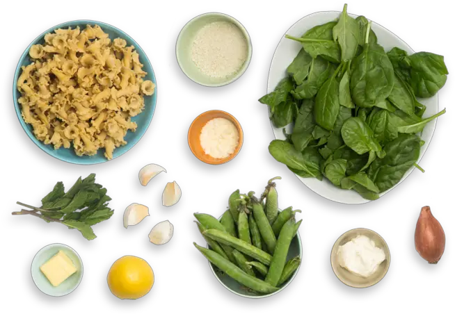  Download Hd Creamy Lemon Pasta With English Peas Mint Garlic Png Top View Spinach Png