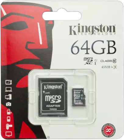  Kingston 64gb Micro Sd Sdxc Microsd Tf Kingston 4gb Png Sd Card Png