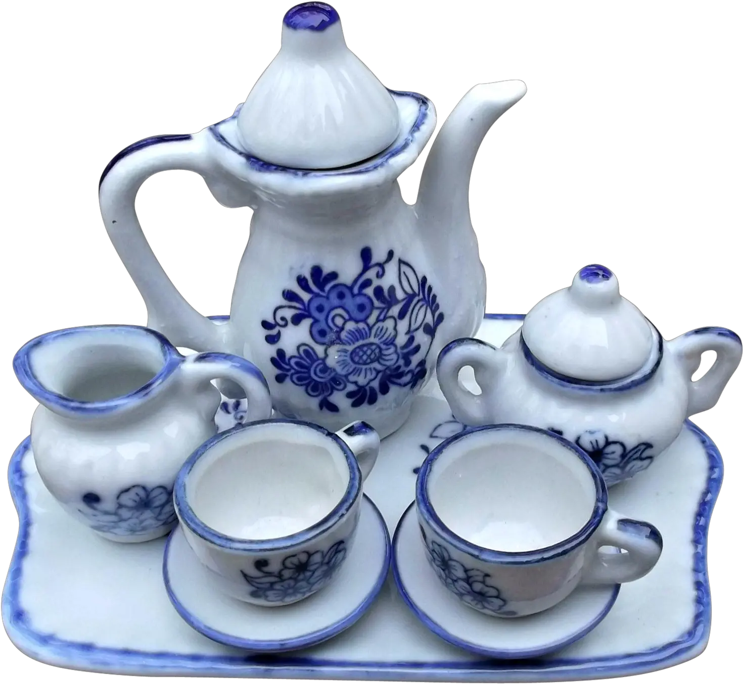  Purple Iris Miniature Porcelain Tea Set Teapot Full Size Vintage Blue And White Tea Set Png Teapot Png