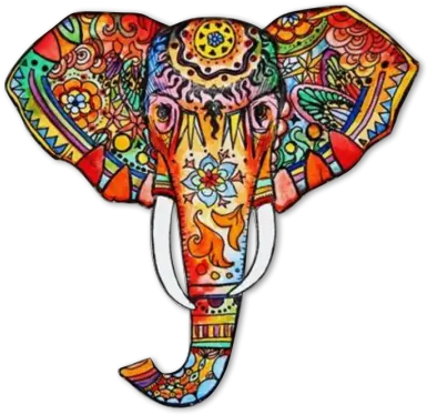  Color Digital Printed Vinyl Iron Ons Elephant Head Colorful Artwork Png Elephant Head Png