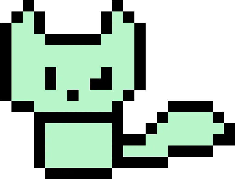  Pixilart Mint Green Cat By Bahzil Cat Tail Pixel Art Png Mint App Icon