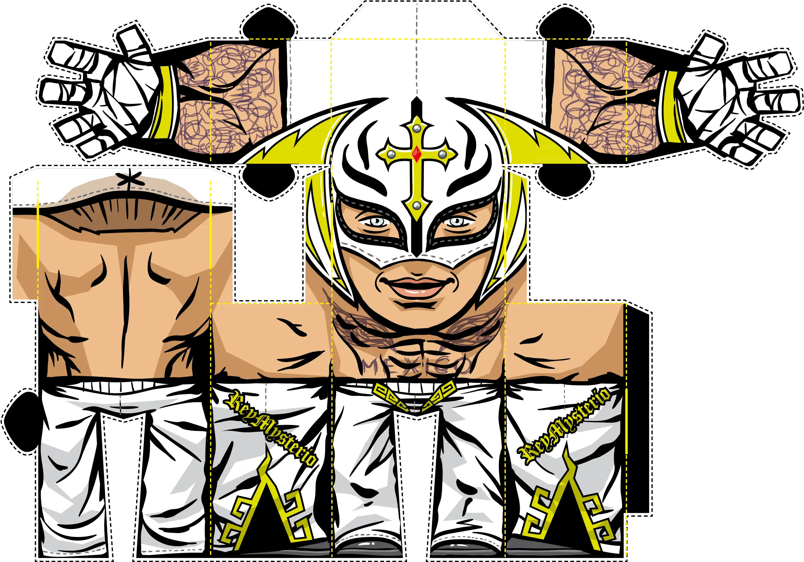  Rey Mysterio Mask Drawing Papercraft De Wwe Png Rey Mysterio Png