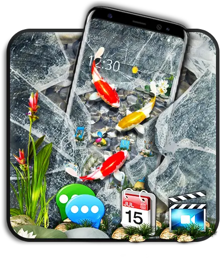  Broken Glass Koi Fish Parallax Theme Apk 134 Download Smartphone Png Broken Glass Icon