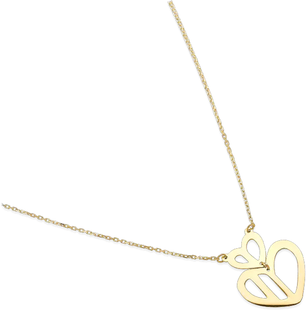  Double Heart Necklace Yellow Gold Solid Png Double Heart Png