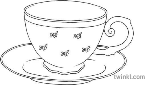  Teacup Black And White Illustration Twinkl Line Art Png Teacup Png