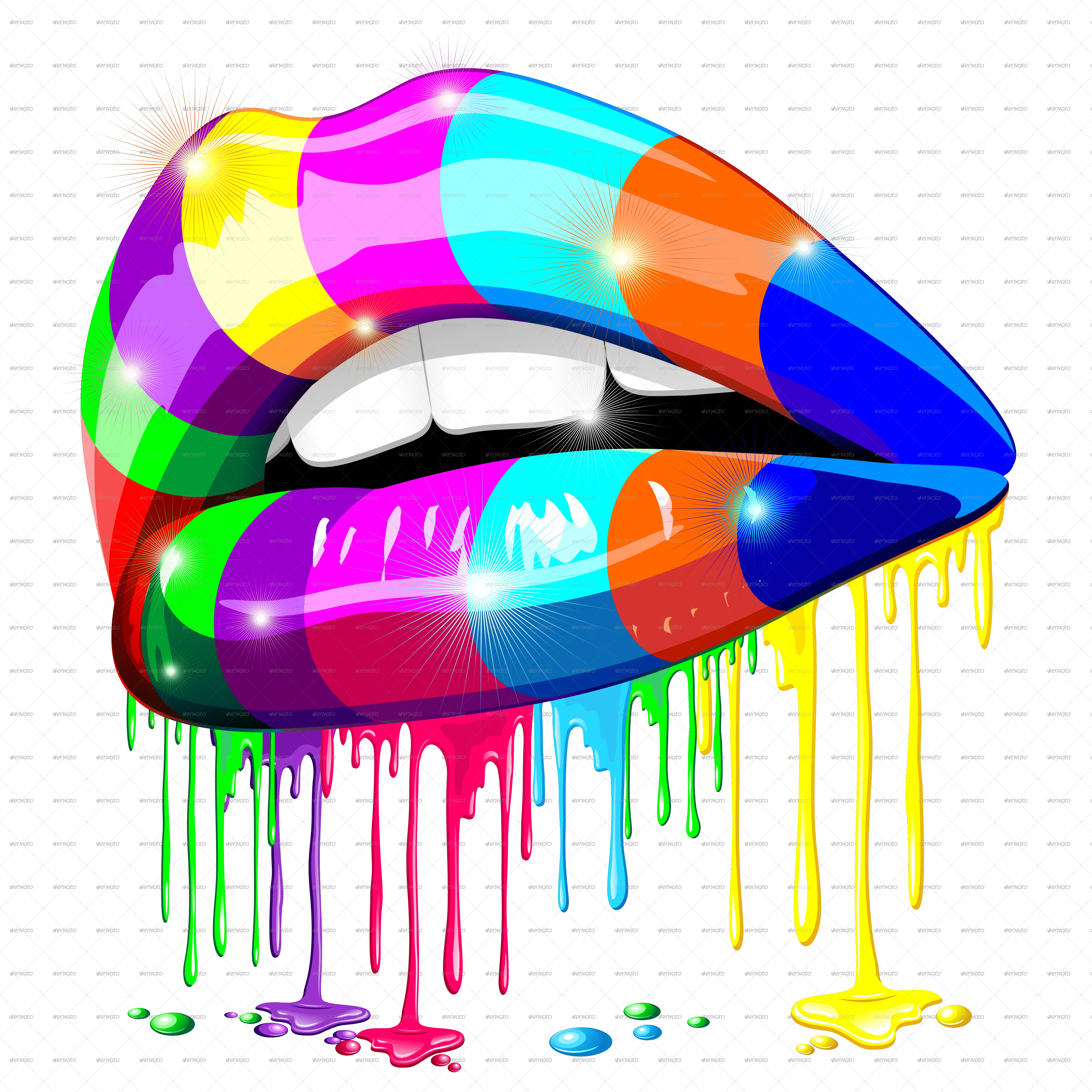  Lips Psychedelic Rainbow Glowing Paint Colorful Dripping Lips Png Psychedelic Png