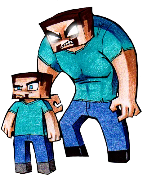  Steve And Herobrine By Cageyshick05 Herobrine Cageyshick Deviantart Png Herobrine Transparent