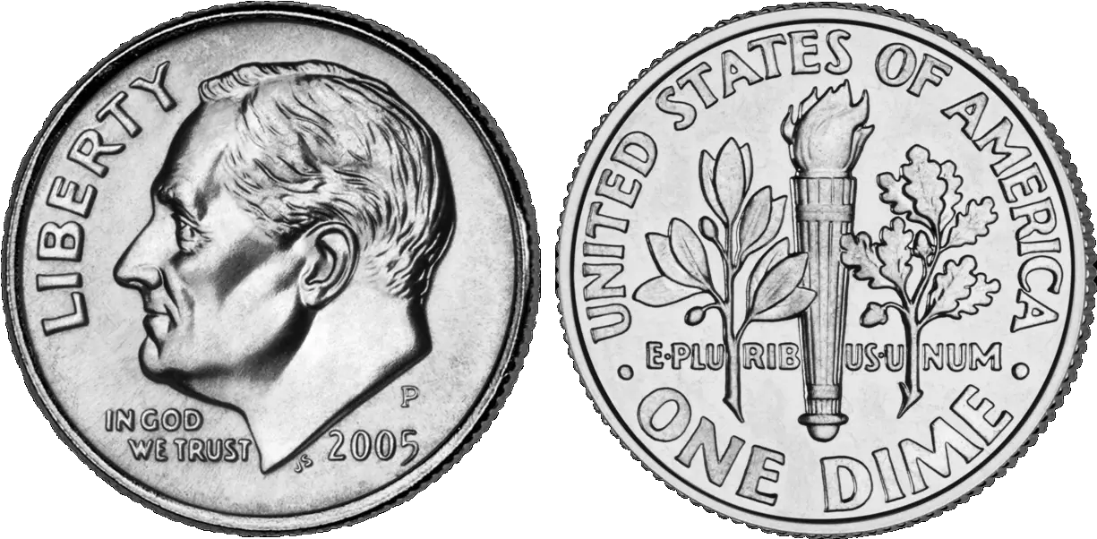  Roosevelt Dime Heads And Tails Png Dime Png