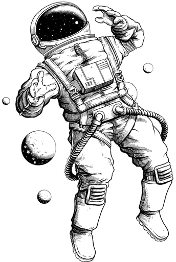  Download Free Tattoo Pencil Illustration Astronaut Drawing Astronaut Ink Drawing Png Hand Drawn Icon