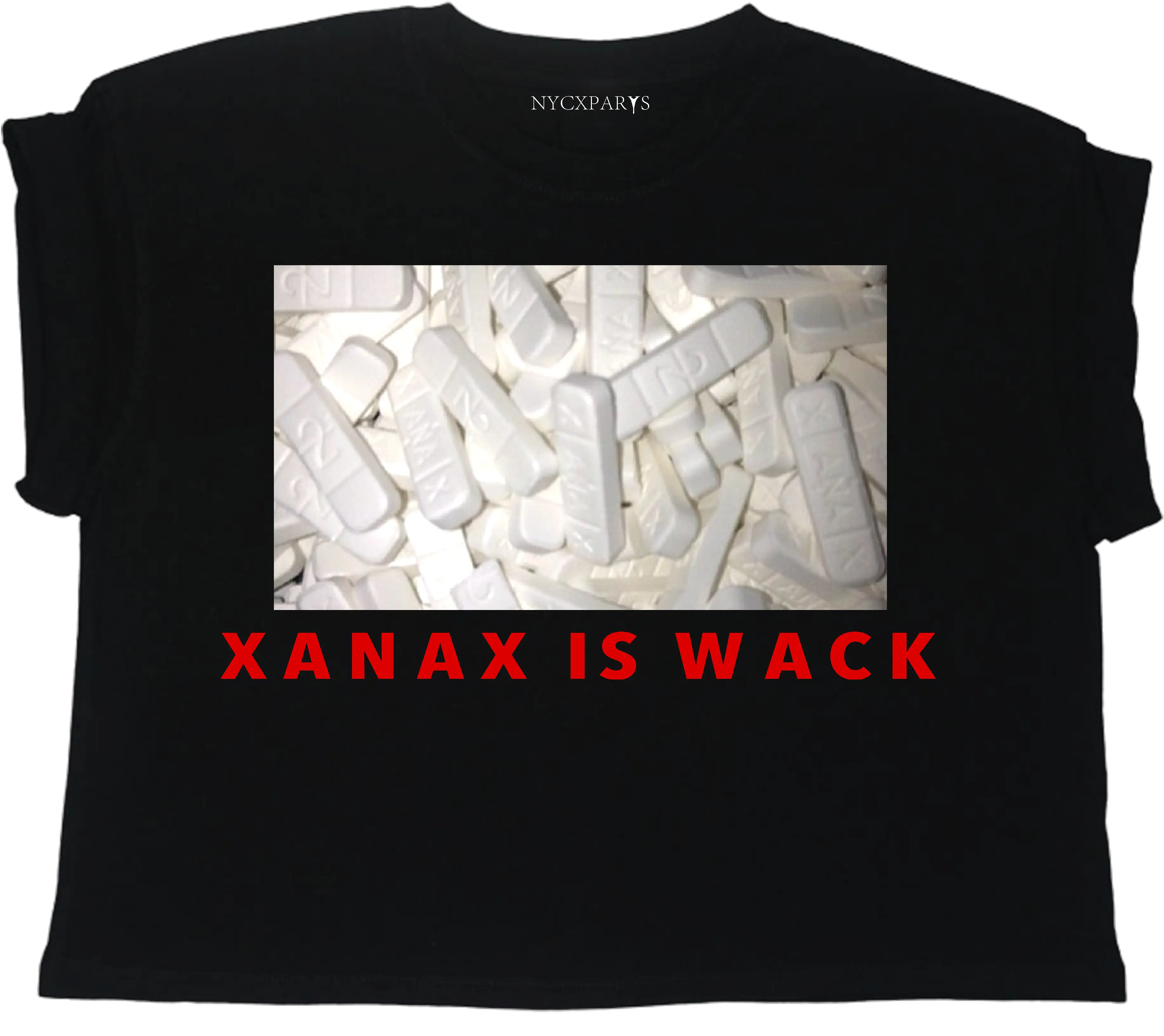  Xanax Is Wack Noir Crop Top Active Shirt Png Xanax Png