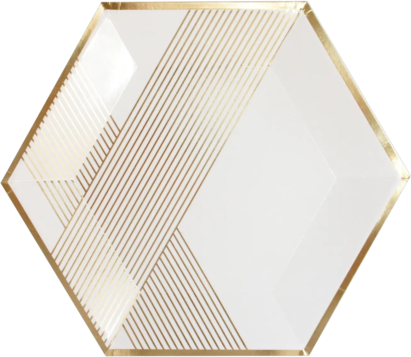  White U0026 Gold Large Plates Hexagon Plates Png Hexagon Shape Png