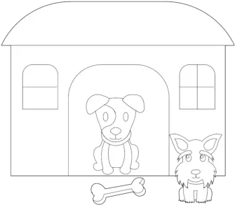  2 Dog Silhouette Cartoon Character Icon Doghouse Png Character Icon