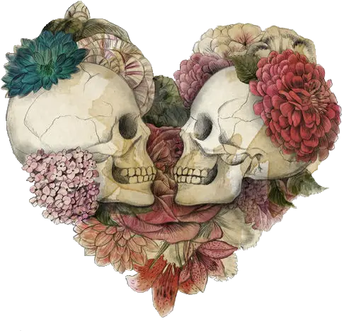  Art Dark Flower Skull Transparent Trans Parent U2022 Two Skulls In A Heart Png Transparent Skulls