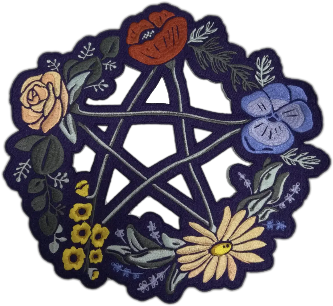  Floral Pentagram Back Patch Original Design Needlework Png Pentagram Transparent