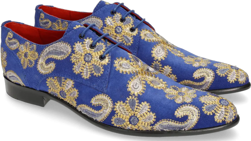  Toni 1 Suede Electric Blue Embrodery Paisley Melvin U0026 Hamilton Shoe Png Paisley Png