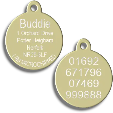  Round Pet Id Dog Tag With Tab Premium Coated Gold Locket Png Dog Tags Png