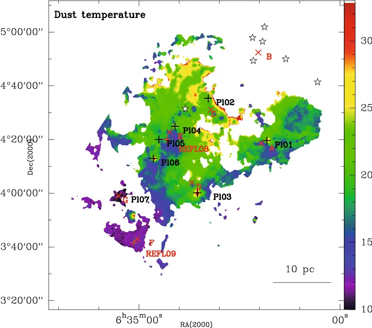  Dust Temperature Map Of The Rosette Molecular Cloud Map Png Dust Cloud Png